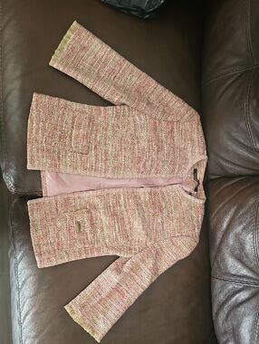 DKNY Pink Tweed Girls' Jacket with Gold Threading